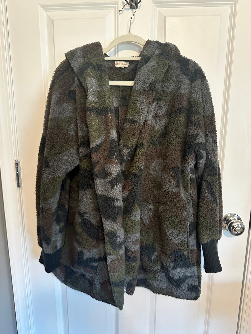 Hem & Thread Camouflage Hooded Sherpa Jacket One Size